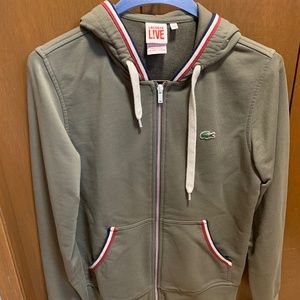 Mens Lacoste LIVE Hooded Full Zip Sweatshirt Green Size 4 (Medium) Logo Hoodie